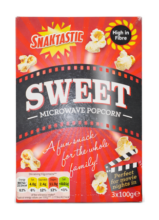 Snaktastic Sweet Microwave Popcorn 3x 100g