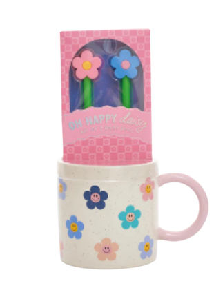 Sunday Morning Ceramics Mug +Oh Happy Daisy Pens Gift Set
